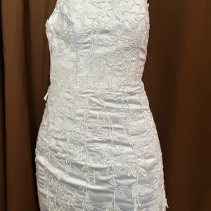 Semi formal baby blue, backless mini dress.  Size 2.